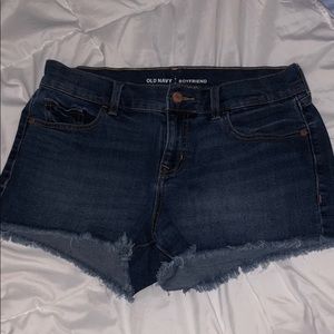 Dark wash denim cutoffs